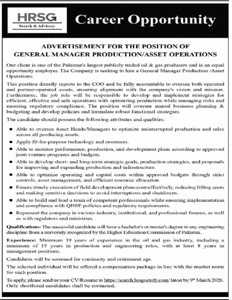 Apply For HRSG Company Limited Karachi Jobs 2026
