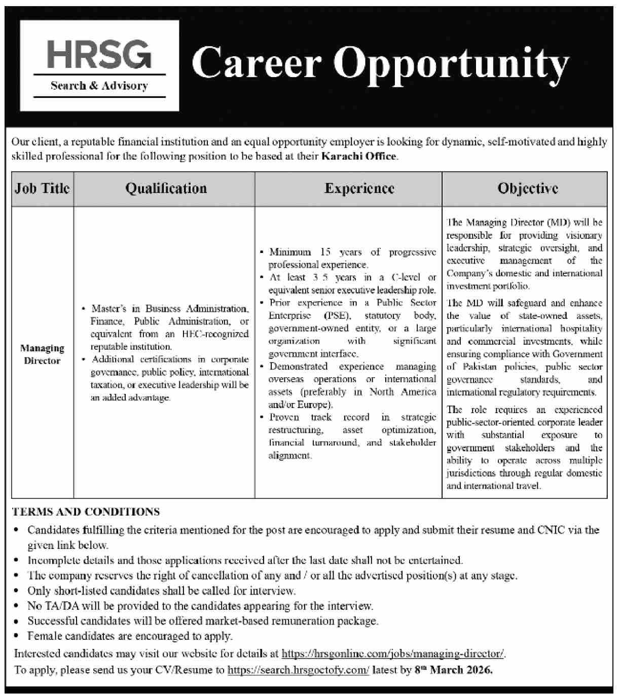 Apply Now For HRSG Private Company Sindh Jobs 2026