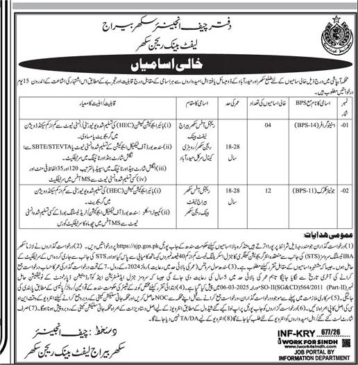 Jobs in Irrigation Department Sindh Apply Online 2026