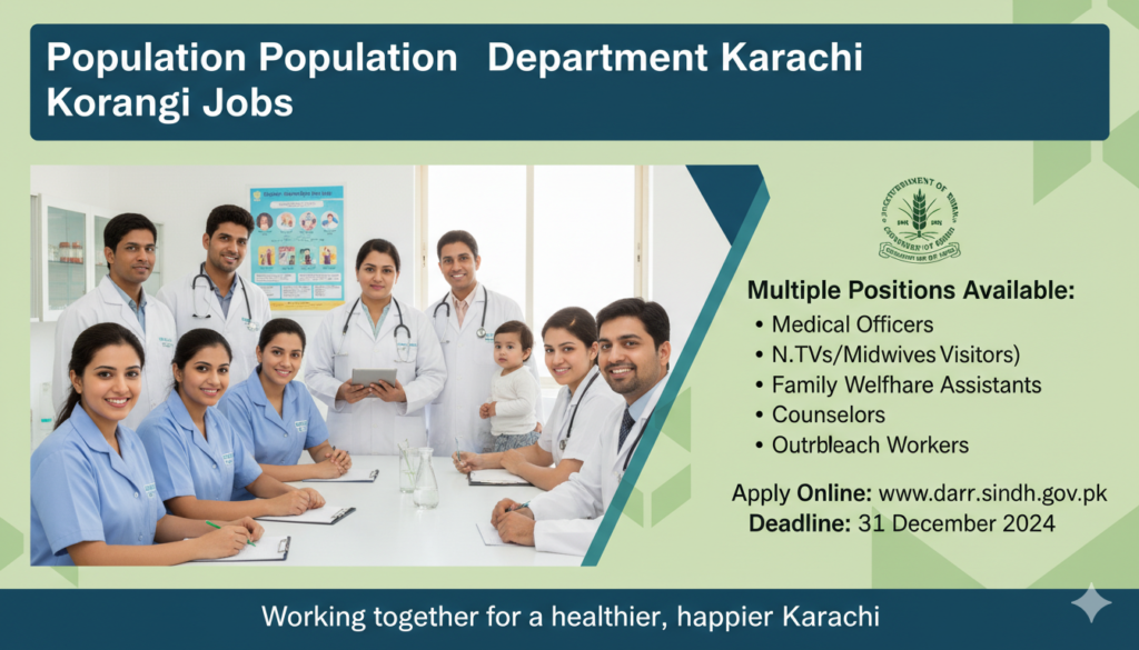 Latest Population Welfare Department Karachi Korangi Jobs