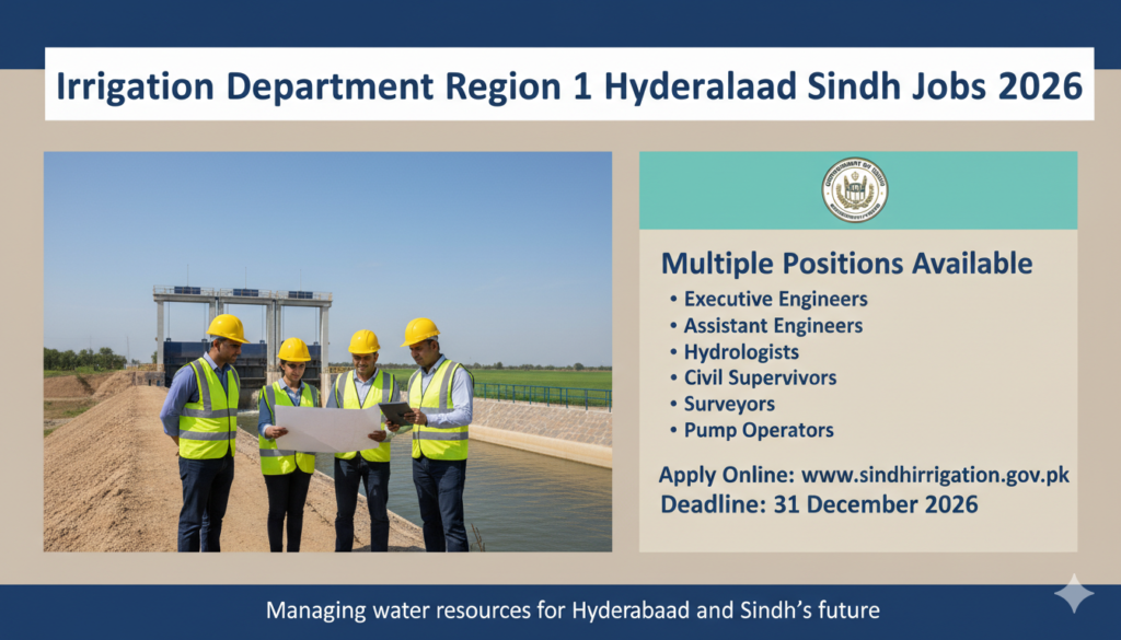 Irrigation Department Region 1 Hyderabad Sindh Jobs 2026