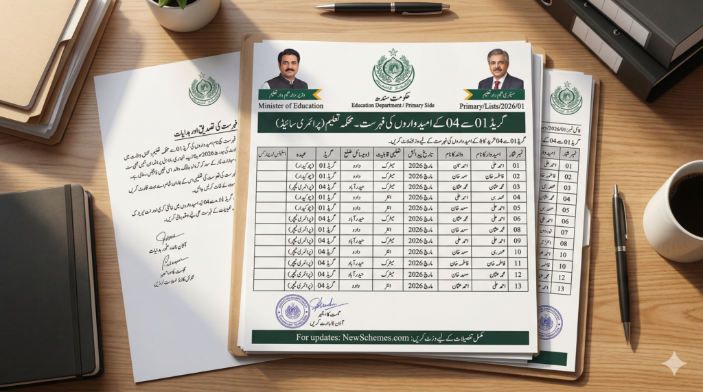 Grade 01 to 04 Candidates List – Education Department (Primary Side)