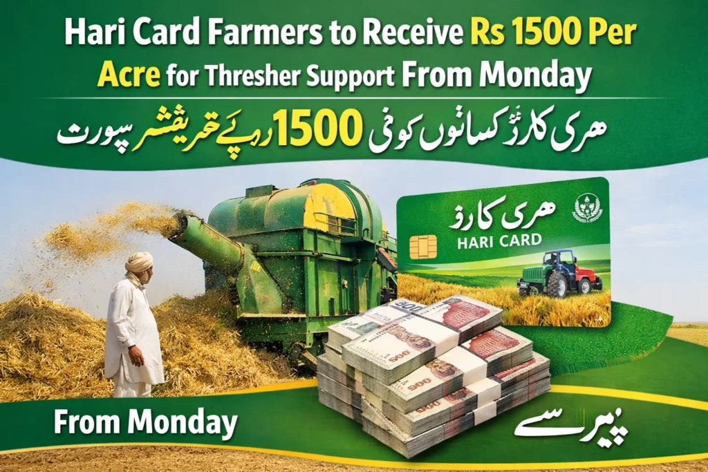 Hari Card Farmers to Receive Rs 1500 Per Acre for Thresher Support From Monday
