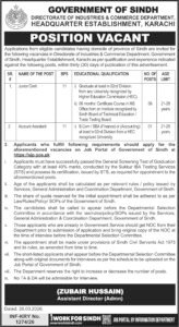 Industries and Commerce Department Sindh Jobs 2026