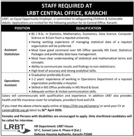 LRBT NGO Central Office Karachi Jobs 2026 Application Process