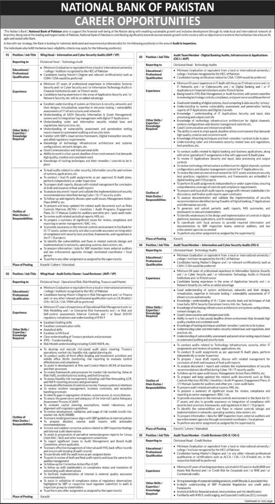 NBP Bank Job Opportunities At National Bank Of Pakistan