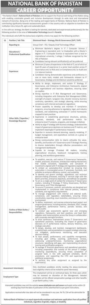 National Bank Of Pakistan NBP Karachi Jobs in 2026