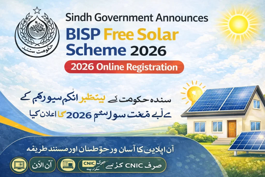 Sindh Government Announces BISP Free Solar Scheme 2026 Online Registration