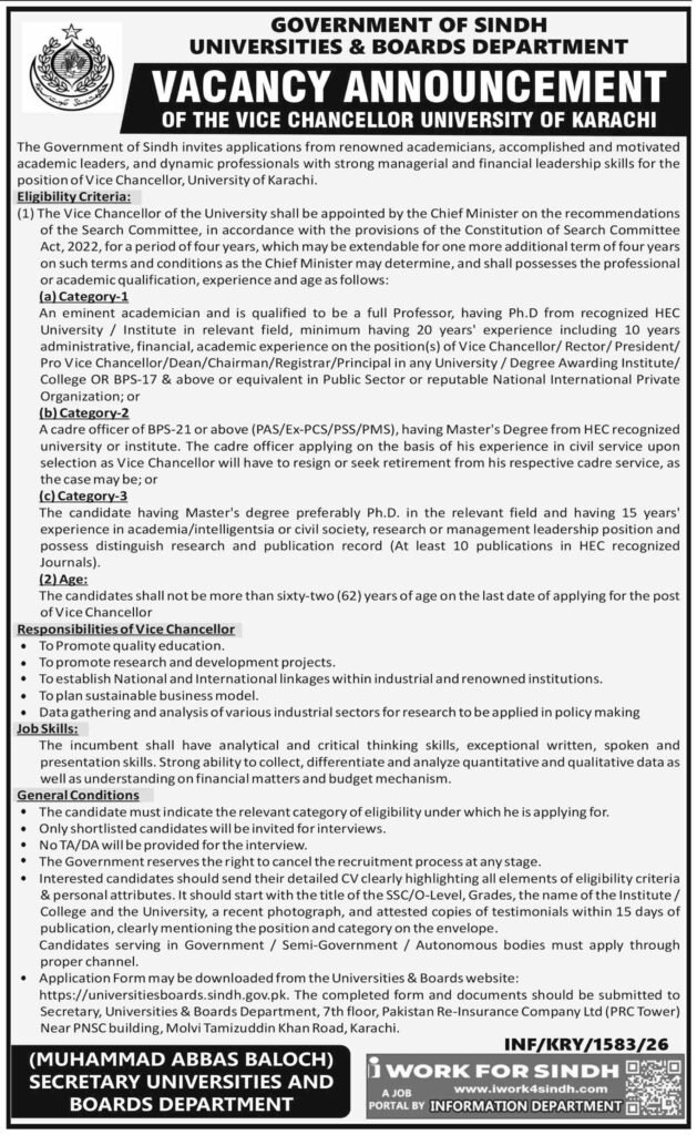 Sindh Universities and Boards Department Jobs 2026