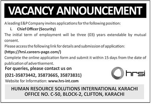 Vacancy Announced At Human Resource Solutions International
