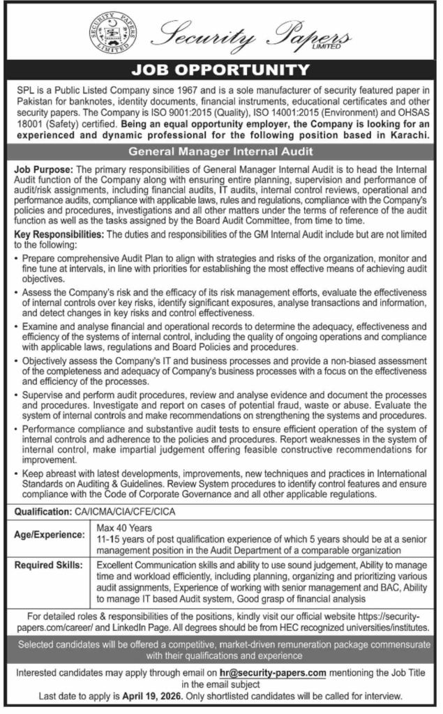 Job Vacancies At Security Papers Limited
