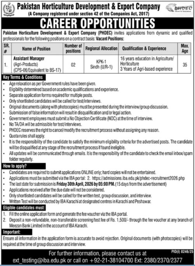 Latest Pakistan Horticulture Development Company Job
