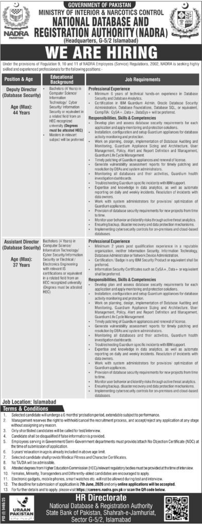 Career at NADRA National Database And Registration Authority