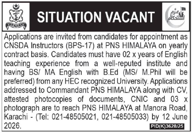 Latest Pakistan Navy Jobs in Karachi 2026