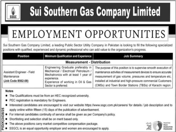 SSGC Jobs at Sui Southern Gas Company Limited 2026