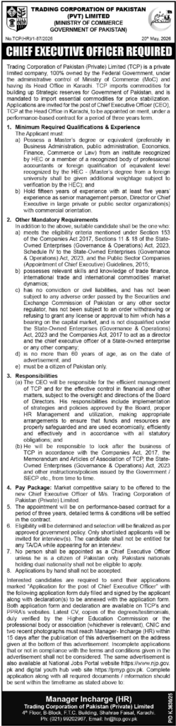 Trading Corporation Of Pakistan TCP Jobs 2026