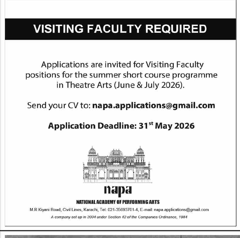NAPA Karachi Jobs Best Education Posts 2026