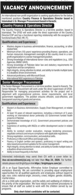 JSI Research & Training Institute JSI Pakistan Jobs 2026
