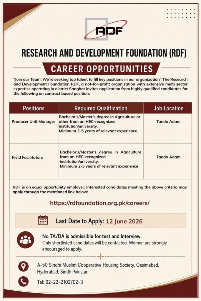 Career Opportunities at Research and Development Foundation RDF