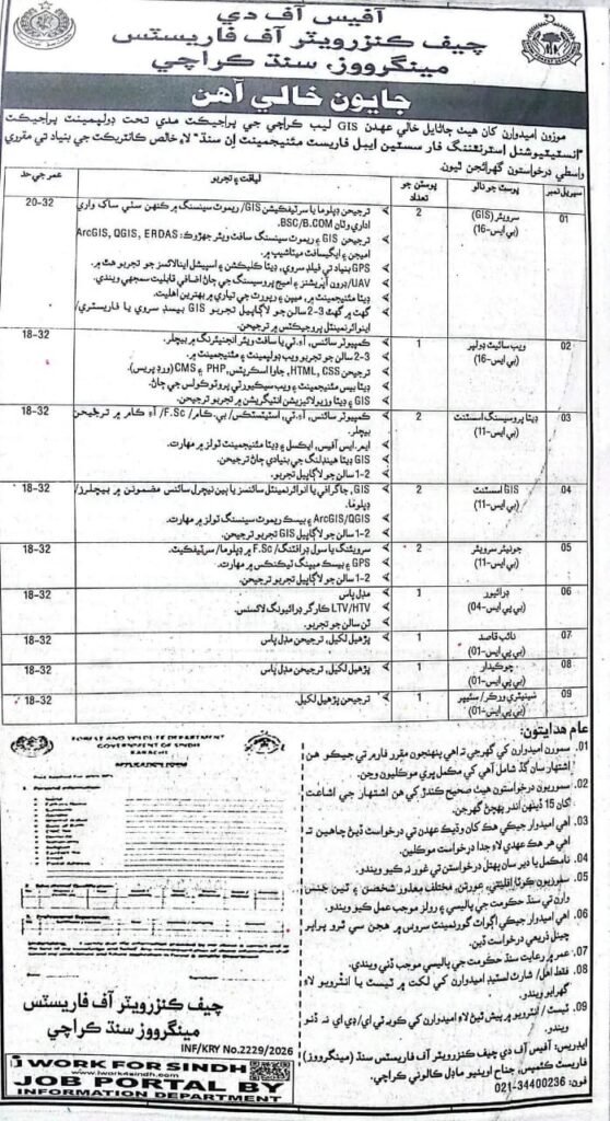 Forest and Wildlife Department Government of Sindh Jobs 2026