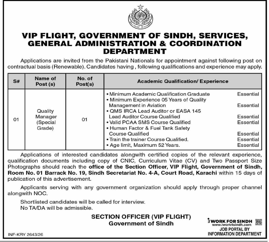 General Administration And Coordination Department Sindh Jobs 2026