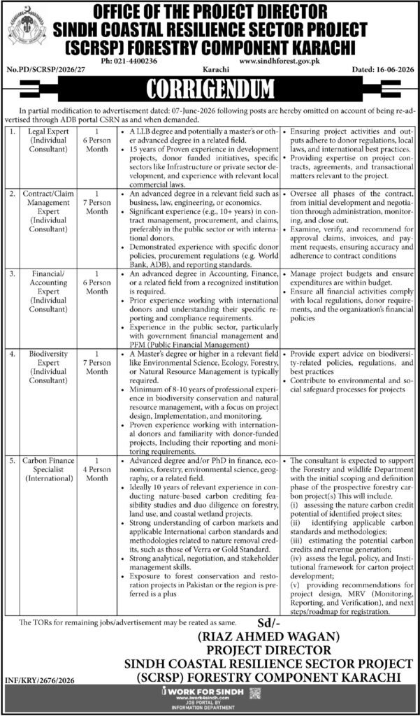 Government of Sindh Forest Department Jobs 2026