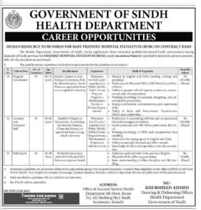 Health Department Sindh of Government Job Vacancies 2026