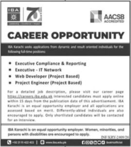 Institute Of Business Administration IBA Karachi Jobs Urgent 2026