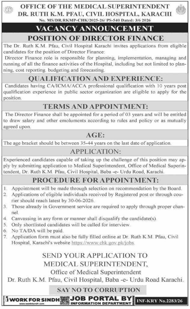 Job Opportunities At Dr Ruth K M Pfau Civil Hospital Karachi