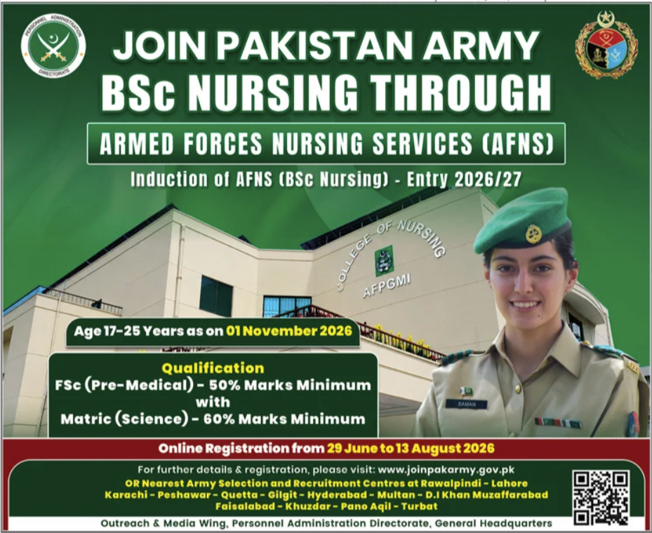 Join Pakistan Army As Nurse 2026 Online Applications Open