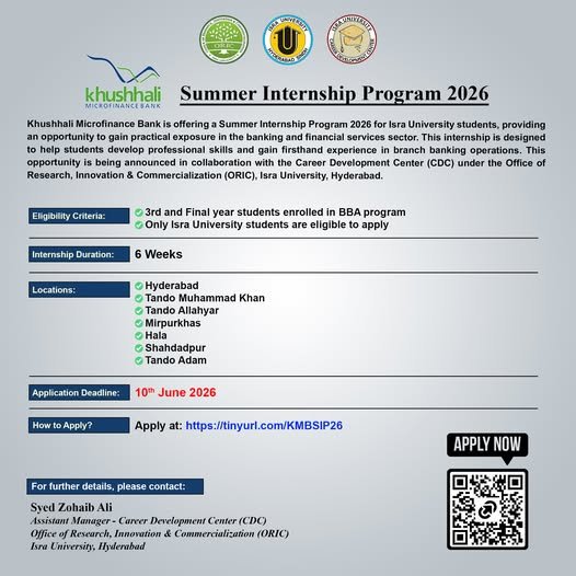 Khushhali Microfinance Bank Summer Internship Program 2026