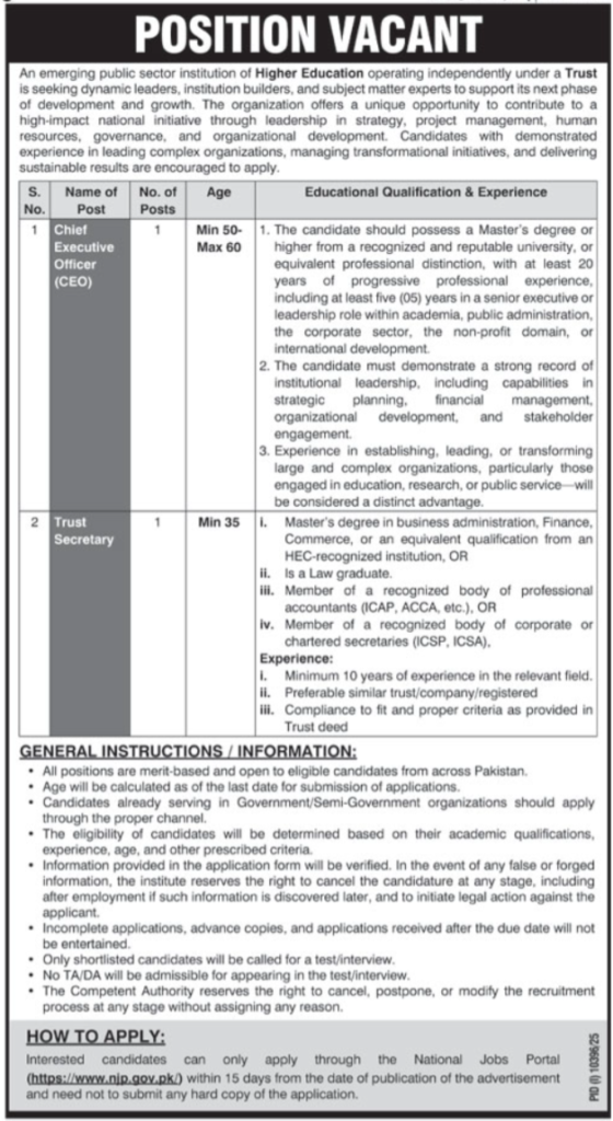 Latest Public Sector Institute Job Opportunities 2026