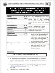MUET University Jamshoro Job Career Opportunities 2026