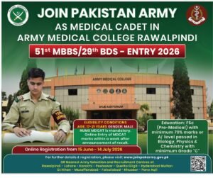 Medical Cadet Jobs At Join Pakistan Army 2026