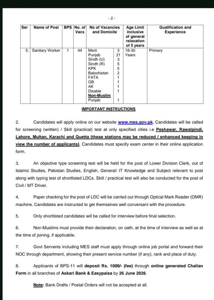 Military Engineering Services MES Jobs Apply Online 2026