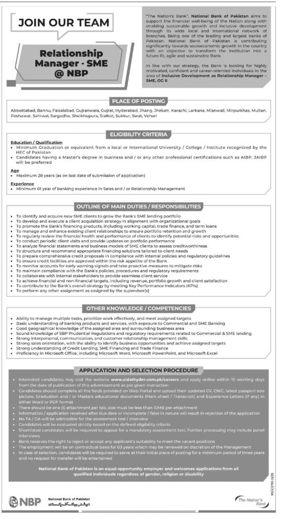 National Bank Of Pakistan NBP Job Vacancies Apply Online 2026