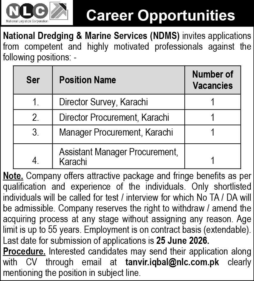 National Dredging and Marine Services NDMS Sindh Jobs 2026