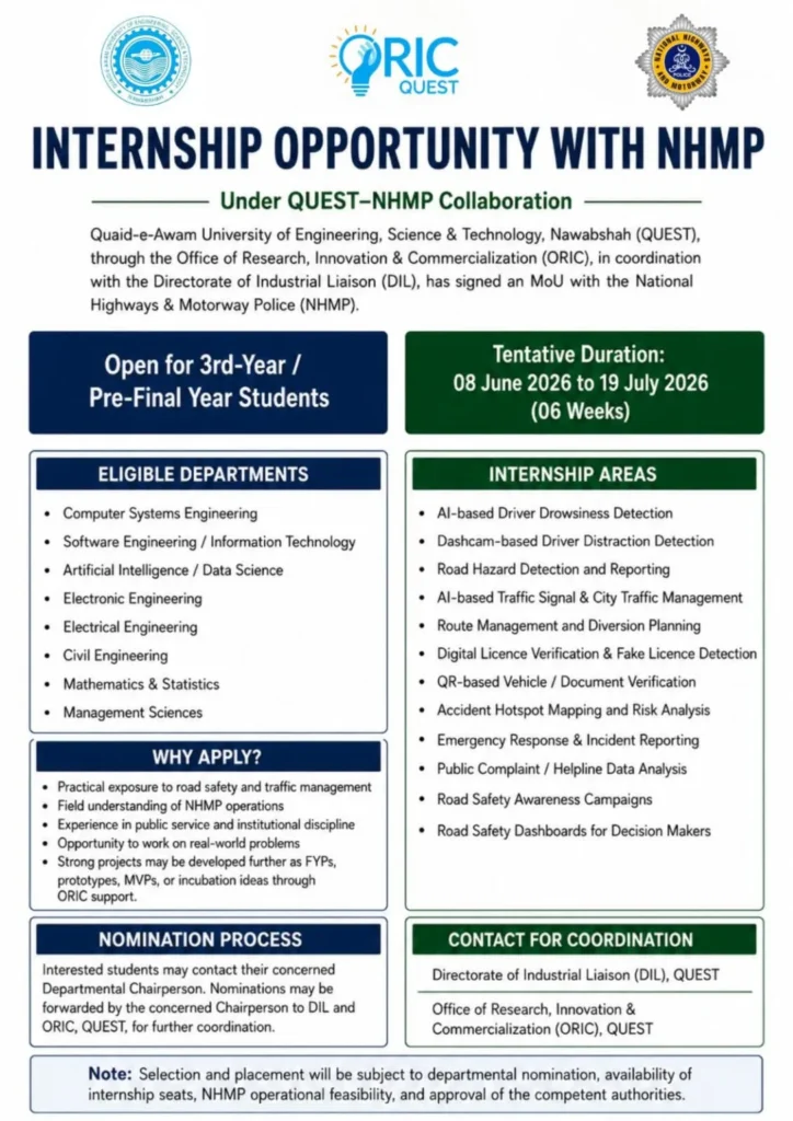 National Highways and Motorway Police NHMP Internships 2026