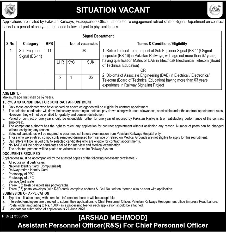 Pakistan Railways Headquarters Jobs Career 2026