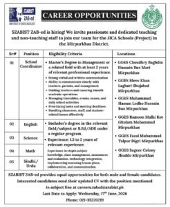 SZABIST ZABed Mirpurkhas Jobs Career Opportunities 2026