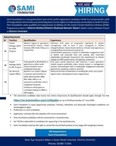 Sami Foundation Jobs 2026 Applications Open All Sindh