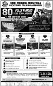 Sindh Government STEVTA Scholarships Online Applications Open 2026