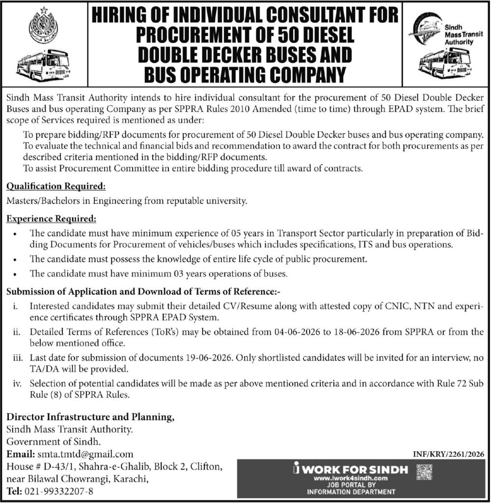 Sindh Mass Transit Authority SMTA Jobs Applications Are Open 2026