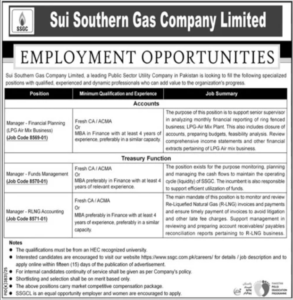 Sui Southern Gas Company Limited SSGC Jobs Vacancies 2026