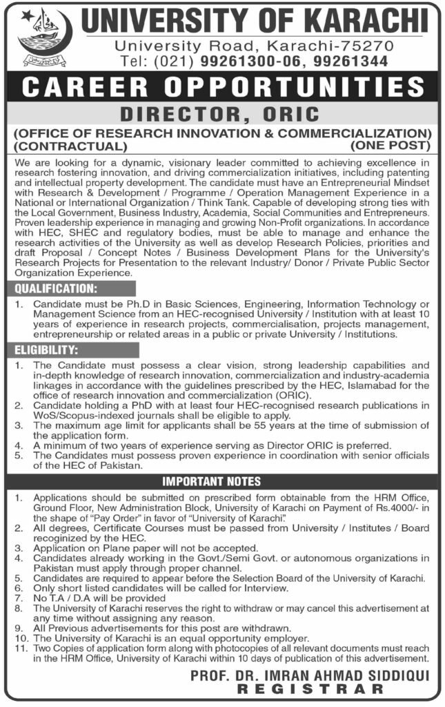 University Of Karachi UoK Job Career Opportunities 2026