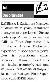 Restaurant Jobs Karachi Exciting New Openings
