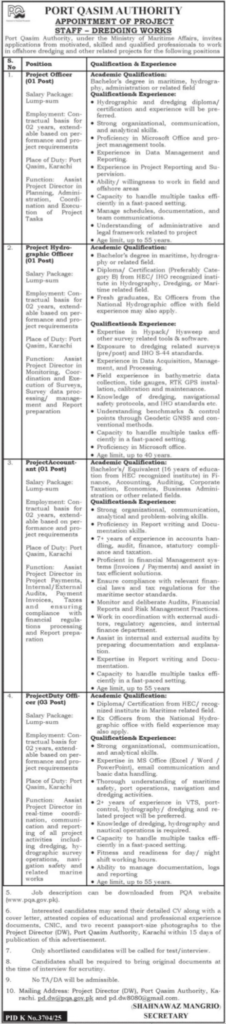 Port Qasim Authority PQA Jobs Notice 2026