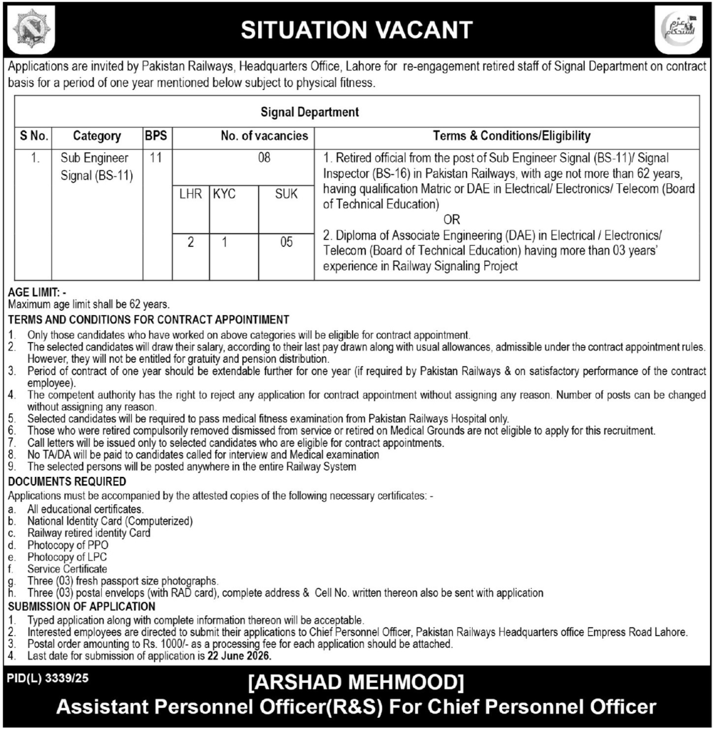 Pakistan Railways Jobs 2026 Urgent Engineering Openings