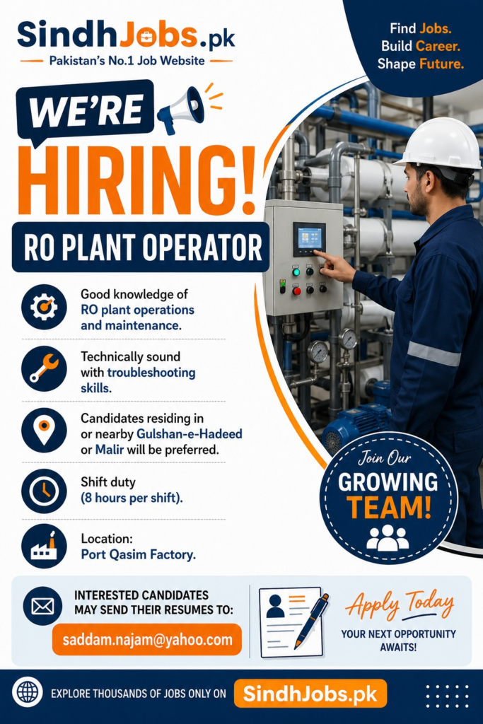 Urgent RO Plant Operator Jobs 2026