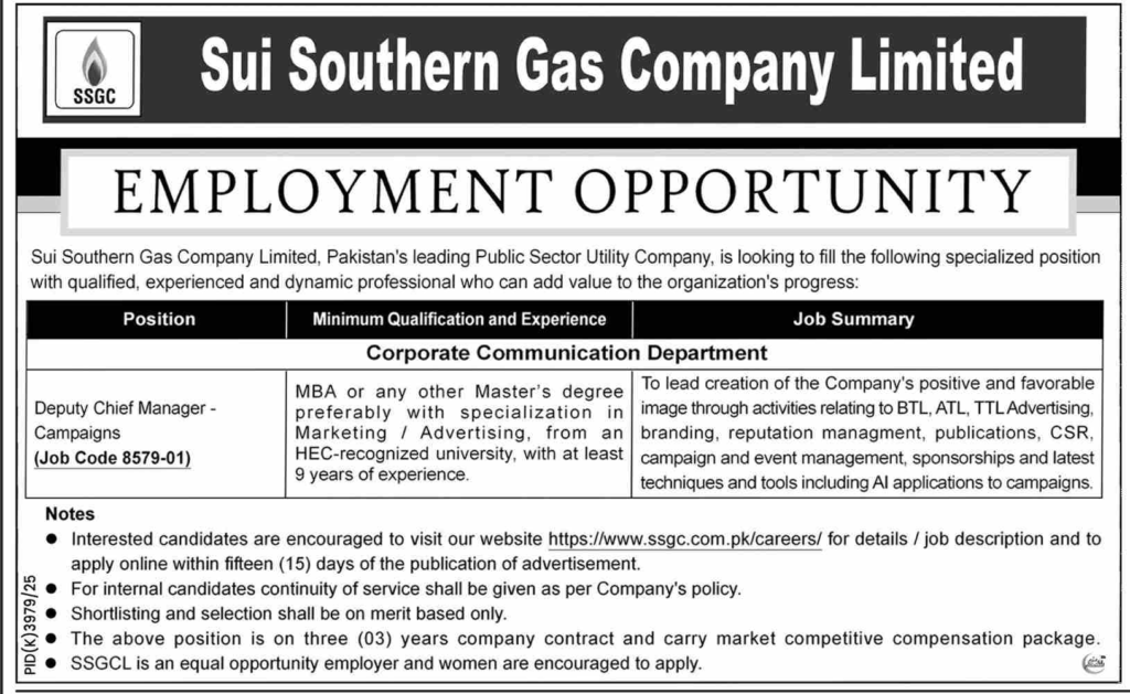 SSGC Jobs 2026: Best Exclusive Management Jobs